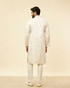 Manyavar Men Sea Salt White Embroidered Neckline Kurta Set