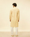 Manyavar Men Peach Yellow Chikankari Embroidered Kurta Set