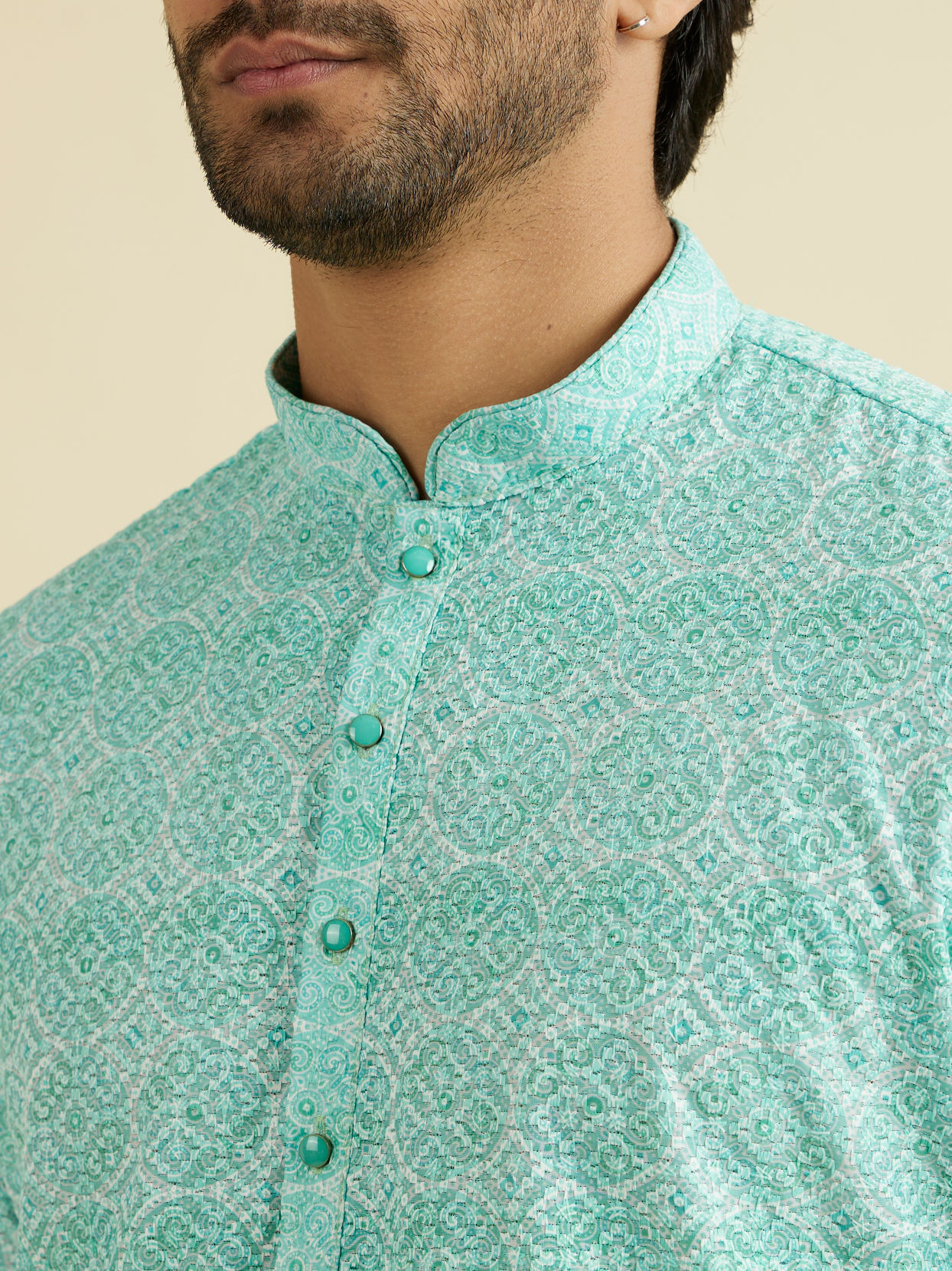 Manyavar Men Aqua Green Festive Kurta Pajama