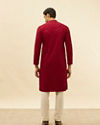 alt message - Manyavar Men Deep Red Chikankari Embroidered Sequined Kurta Set image number 5