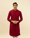 Deep Red Chikankari Embroidered Sequined Kurta Set