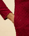 alt message - Manyavar Men Deep Red Chikankari Embroidered Sequined Kurta Set image number 3