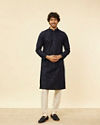 Manyavar Men Midnight Blue Chikankari Embroidered Sequinned Kurta Set