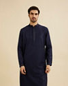 Manyavar Men Midnight Blue Embroidered Kurta Set With Sequin Work