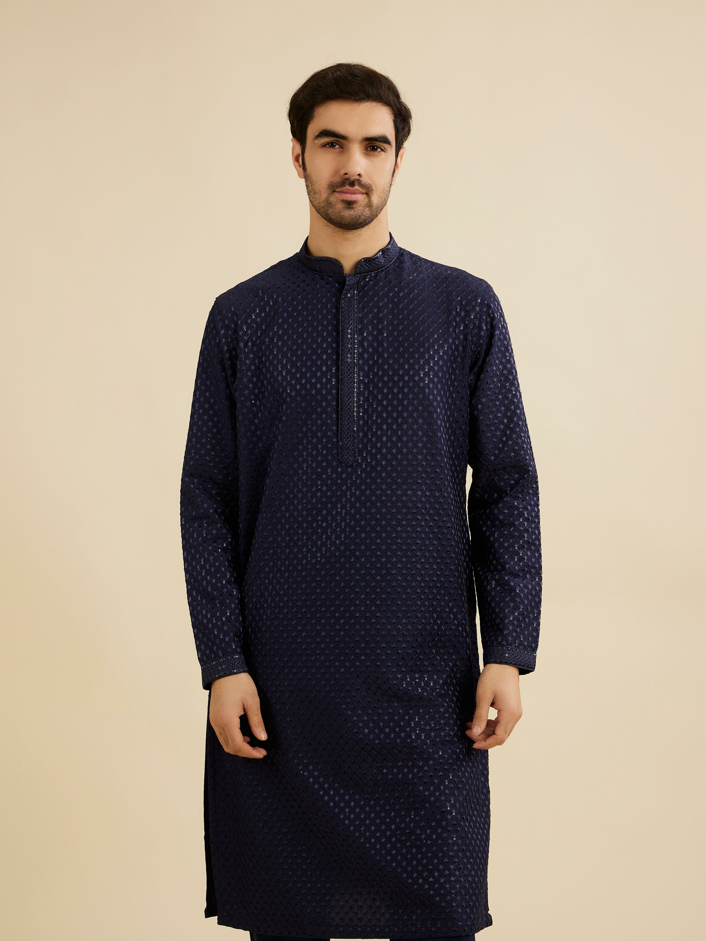 Manyavar Men Radiant Blue Elegance Kurta Pajama