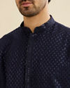 Manyavar Men Midnight Blue Embroidered Kurta Set With Sequin Work