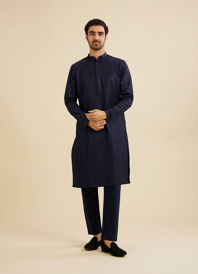 Manyavar Men Radiant Blue Elegance Kurta Pajama