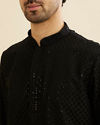 Manyavar Men Midnight Black Embroidered Kurta Set With Sequin Work