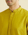 Manyavar Men Enchanting Mehndi Green Kurta Pajama