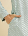 Manyavar Men Ice Blue Embroidered Kurta Set With Sequin Work