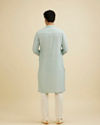 Manyavar Men Ice Blue Embroidered Kurta Set With Sequin Work