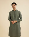 Manyavar Men Olive Green Embroidered Kurta Set With Sequin Work