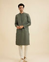 Manyavar Men Glistening Olive Green Kurta Pajama