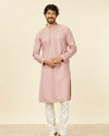 Manyavar Men Dusty Pink Self Patterned Kurta Set