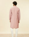 alt message - Manyavar Men Dusty Pink Self Patterned Kurta Set image number 4