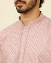 alt message - Manyavar Men Dusty Pink Self Patterned Kurta Set image number 1