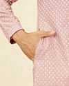 Manyavar Men Dusty Pink Self Patterned Kurta Set