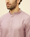 alt message - Manyavar Men Lilac Purple Sequined Kurta Set image number 1