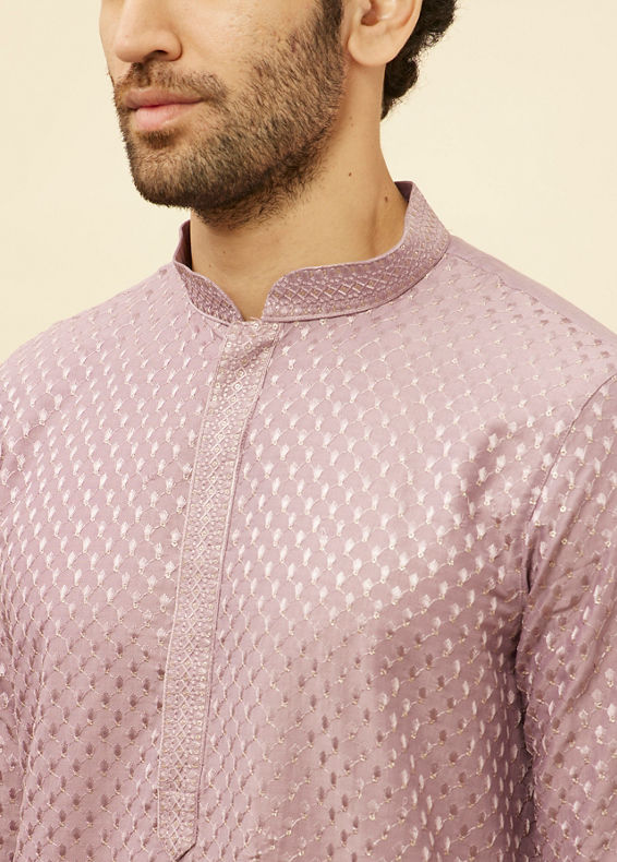 Manyavar Men Lilac Purple Sequined Kurta Set