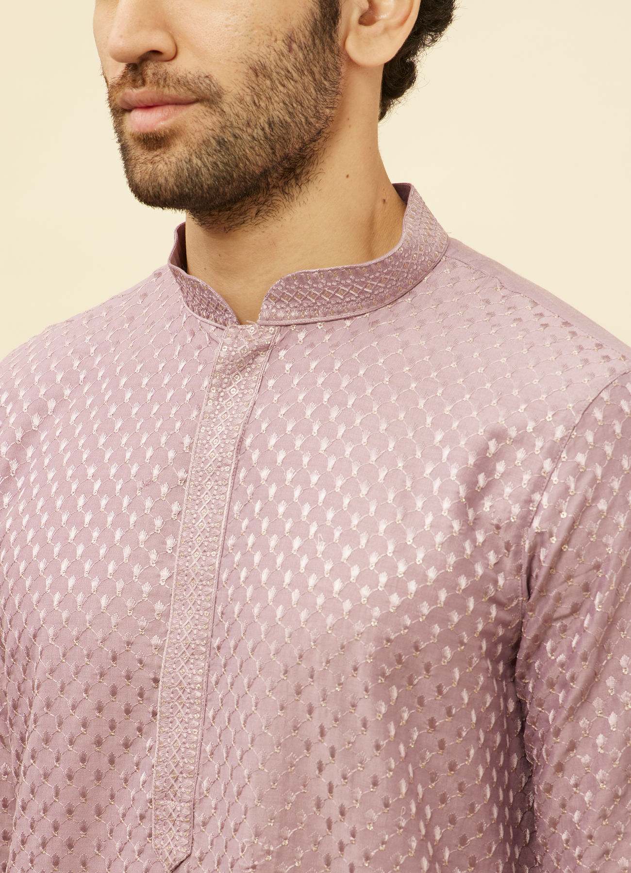 Manyavar Men Lilac Purple Sequined Kurta Set