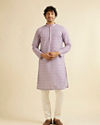 alt message - Manyavar Men Soft Purple Lattice Patterned Chikankari Inspired Kurta Set image number 2