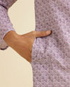 Manyavar Men Soft Purple Lattice Patterned Chikankari Inspired Kurta Set