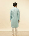 alt message - Manyavar Men Aqua Blue Chikankari Embroidered Sequined Kurta Set image number 5