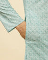 Manyavar Men Aqua Blue Chikankari Embroidered Sequined Kurta Set