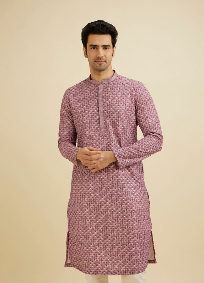 alt message - Manyavar Men Dusty Pink Charm Kurta Pajama image number 0