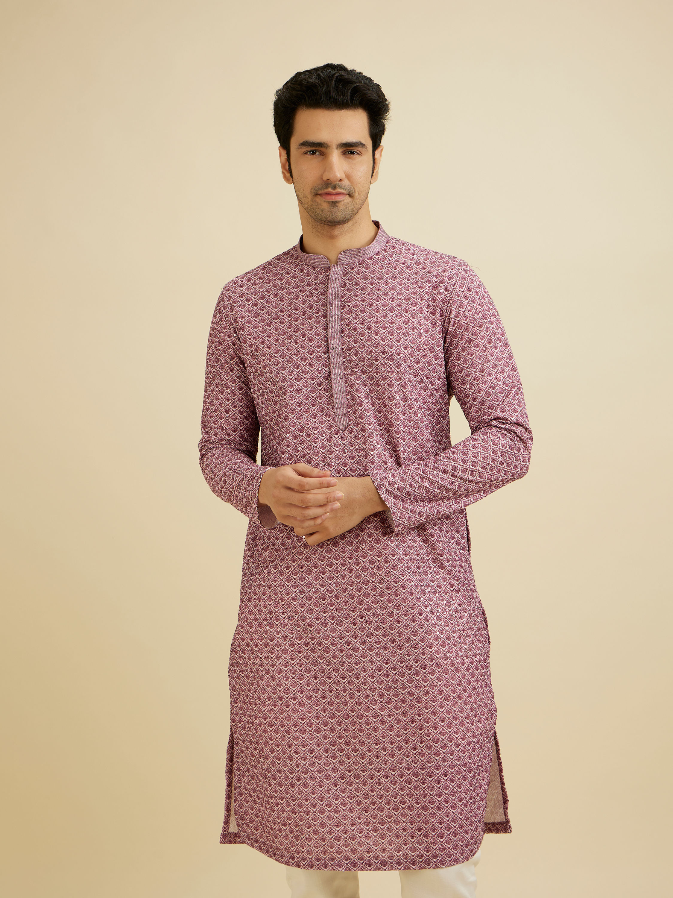 Manyavar Men Dusty Pink Charm Kurta Pajama