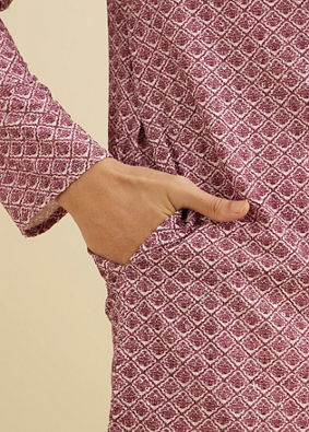 Manyavar Men Dusty Pink Charm Kurta Pajama image number 3