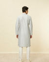 alt message - Manyavar Men Glacier Grey Sequined Patterned Kurta Set image number 4