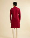 alt message - Manyavar Men Classic Red Ogee Jaal Patterned Kurta Set with Chikankari Embroidery image number 5