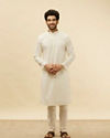 alt message - Manyavar Men Warm White Floral Chikankari Embroidered Kurta Set image number 2