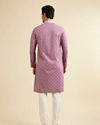 Manyavar Men Lilac Ogee Jaal Patterned Kurta Set with Chikankari Embroidery image number 6