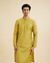 Manyavar Men Mehndi Green Embroidered Kurta Set With Sequin Work