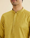 Manyavar Men Mehndi Green Embroidered Kurta Set With Sequin Work