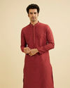Rust Red Embroidered Kurta Set With Sequin Work