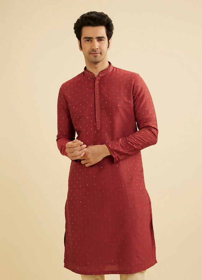 Manyavar Men Regal Rust Kurta Pajama image number 0