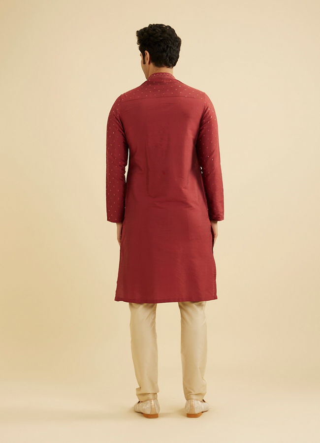 Manyavar Men Rust Red Embroidered Kurta Set With Sequin Work