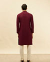 Manyavar Men Deep Maroon Chikankari Embroidered Sequinned Kurta Set