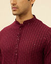 alt message - Manyavar Men Deep Maroon Chikankari Embroidered Sequinned Kurta Set image number 1