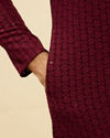 Manyavar Men Deep Maroon Chikankari Embroidered Sequinned Kurta Set