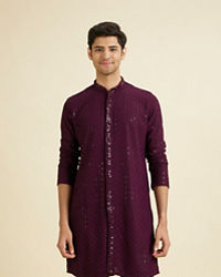Manyavar Men Festive Purple Viscose Kurta Pajama