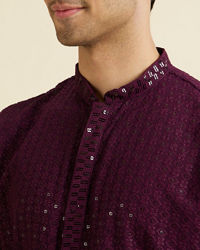 Manyavar Men Festive Purple Viscose Kurta Pajama