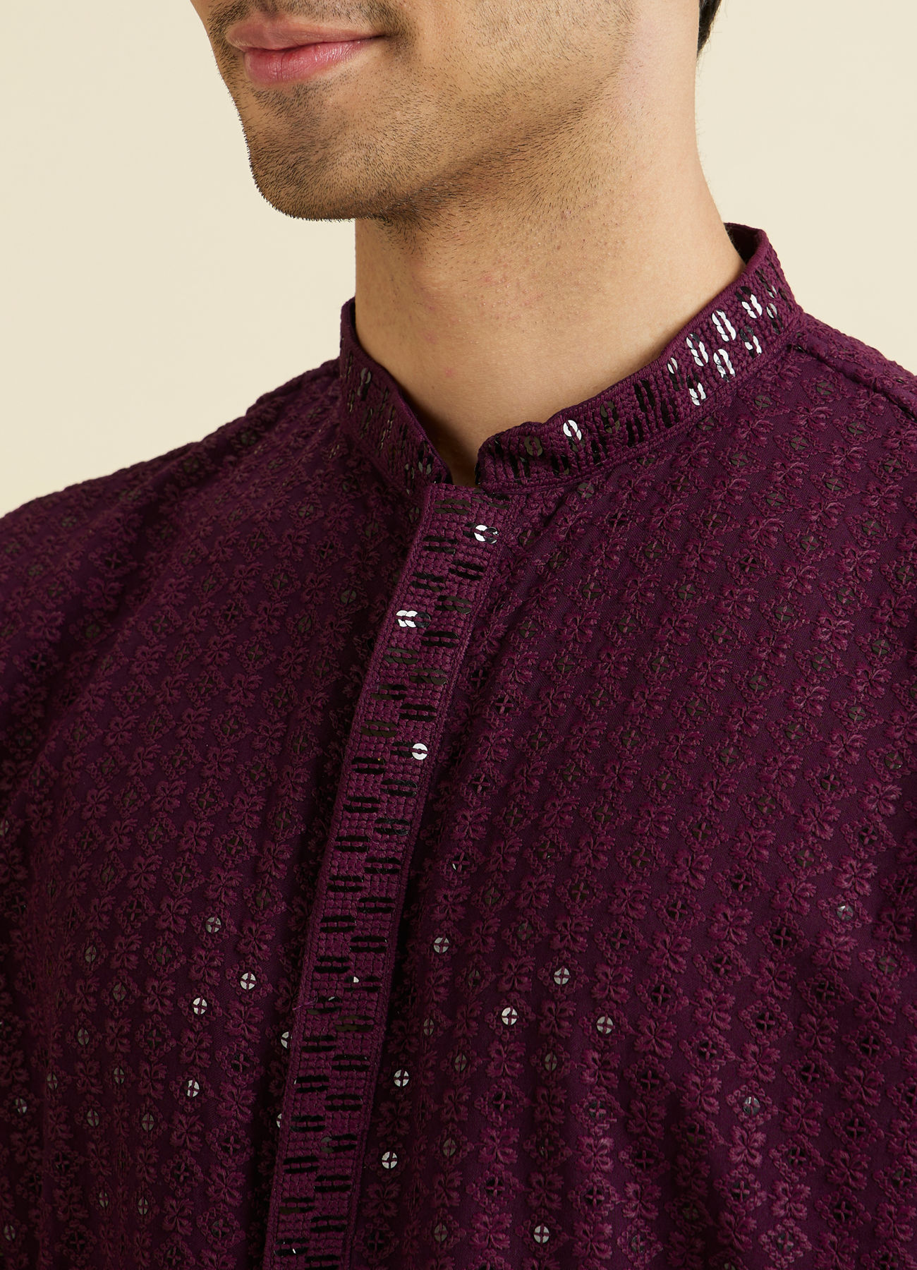 Manyavar Men Festive Purple Viscose Kurta Pajama
