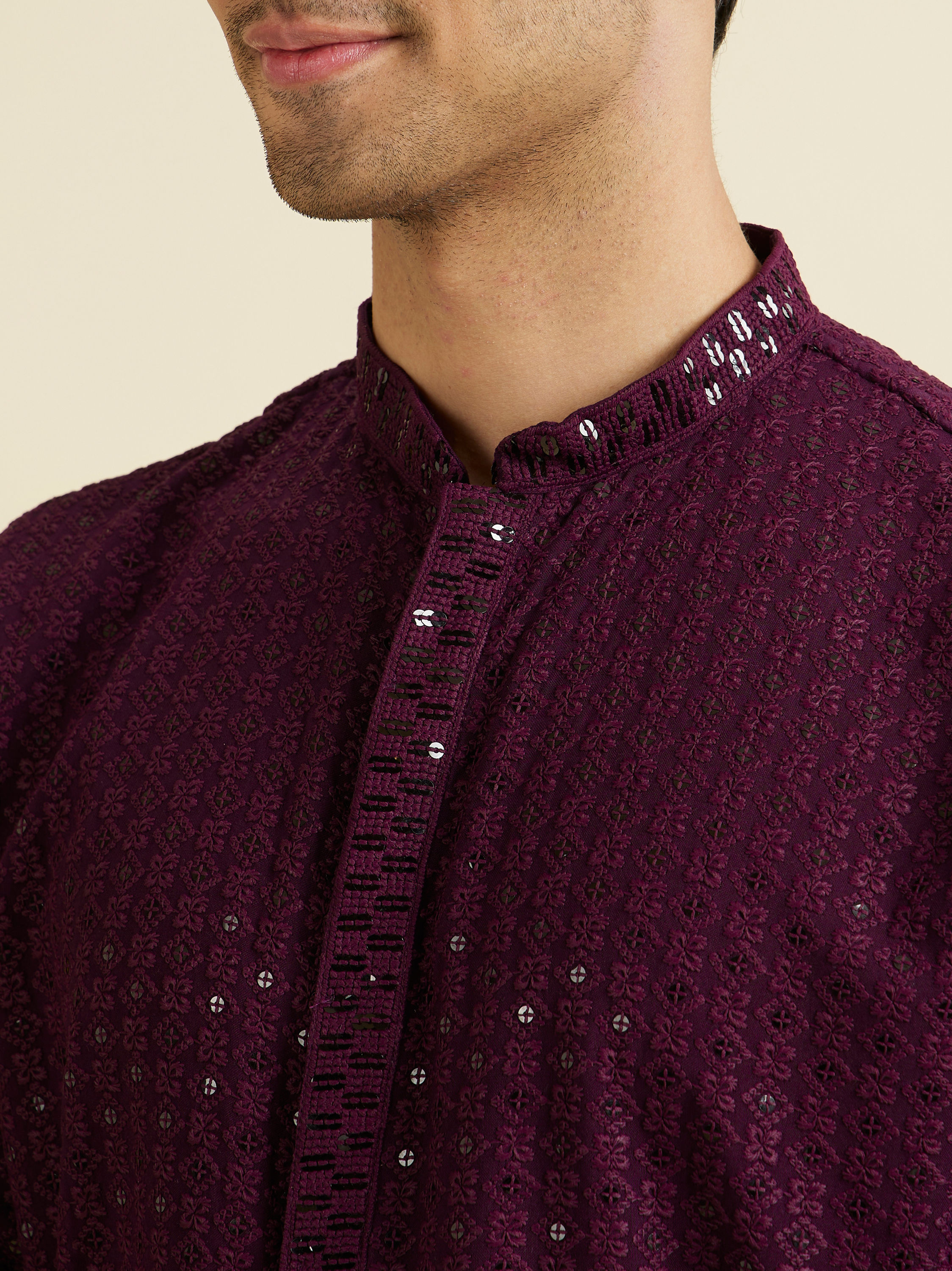 Manyavar Men Festive Purple Viscose Kurta Pajama