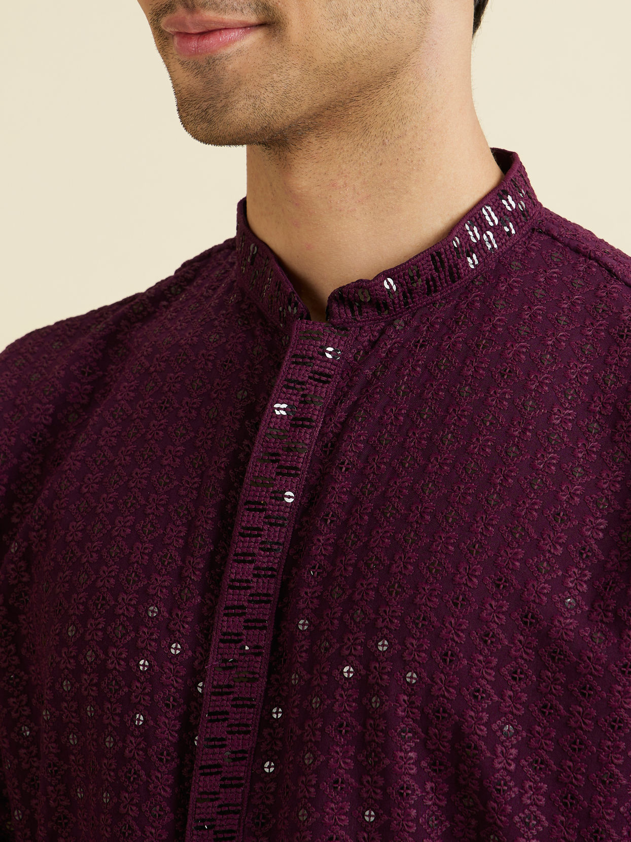 Manyavar Men Festive Purple Viscose Kurta Pajama