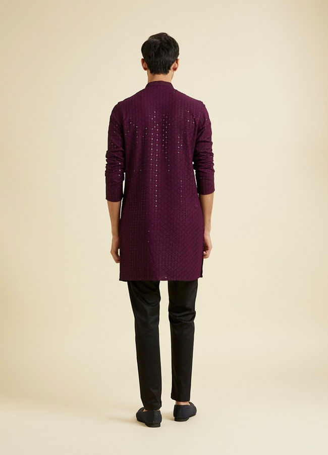 Manyavar Men Festive Purple Viscose Kurta Pajama