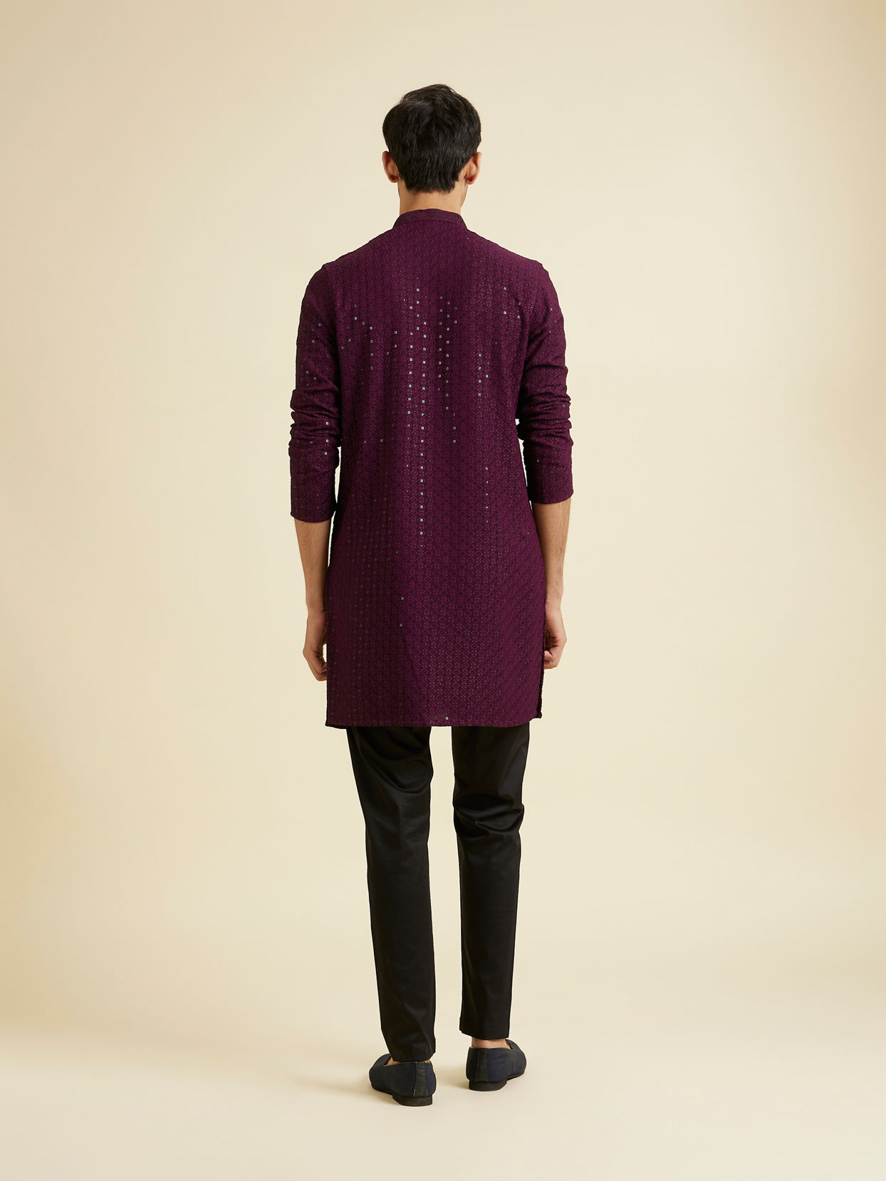 Manyavar Men Festive Purple Viscose Kurta Pajama